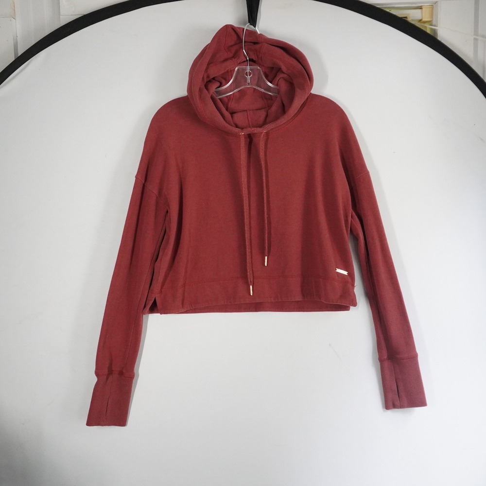 Sweaty Betty Cropped Hoodie Red Size S Cotton Blend‎ Athletic Made in Italy